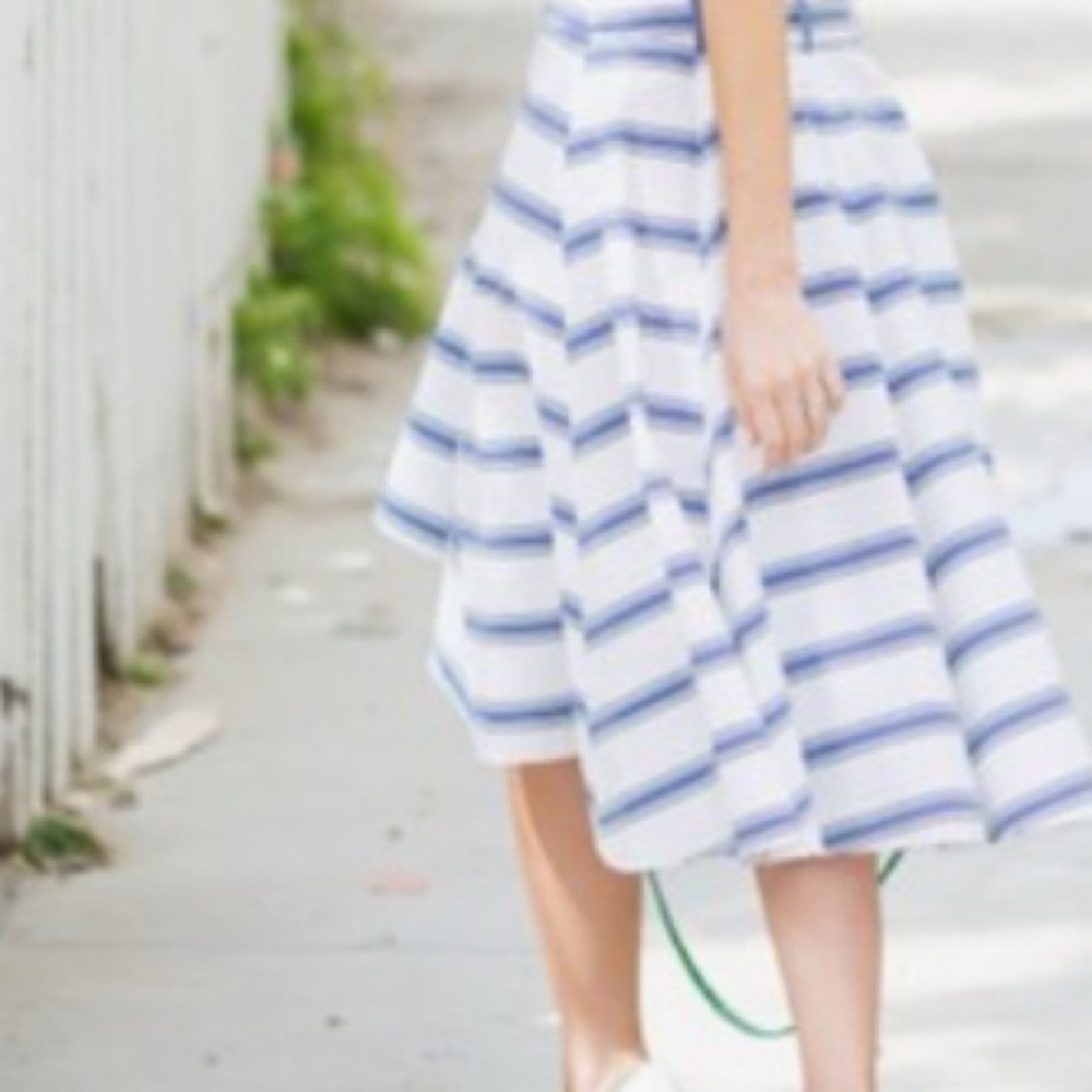 Rebecca Minkoff Misty Skirt in Santorini Blue Striped Asymmetrical Size 8 - NWT - Picture 3 of 11